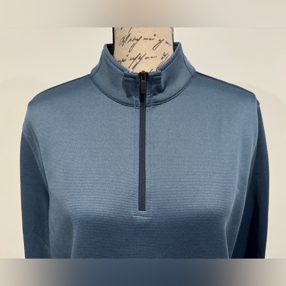 Hickey Freeman 1/4 Zip Pullover Striped Long Sleeve Mens Size Small Blue - Picture 4 of 10